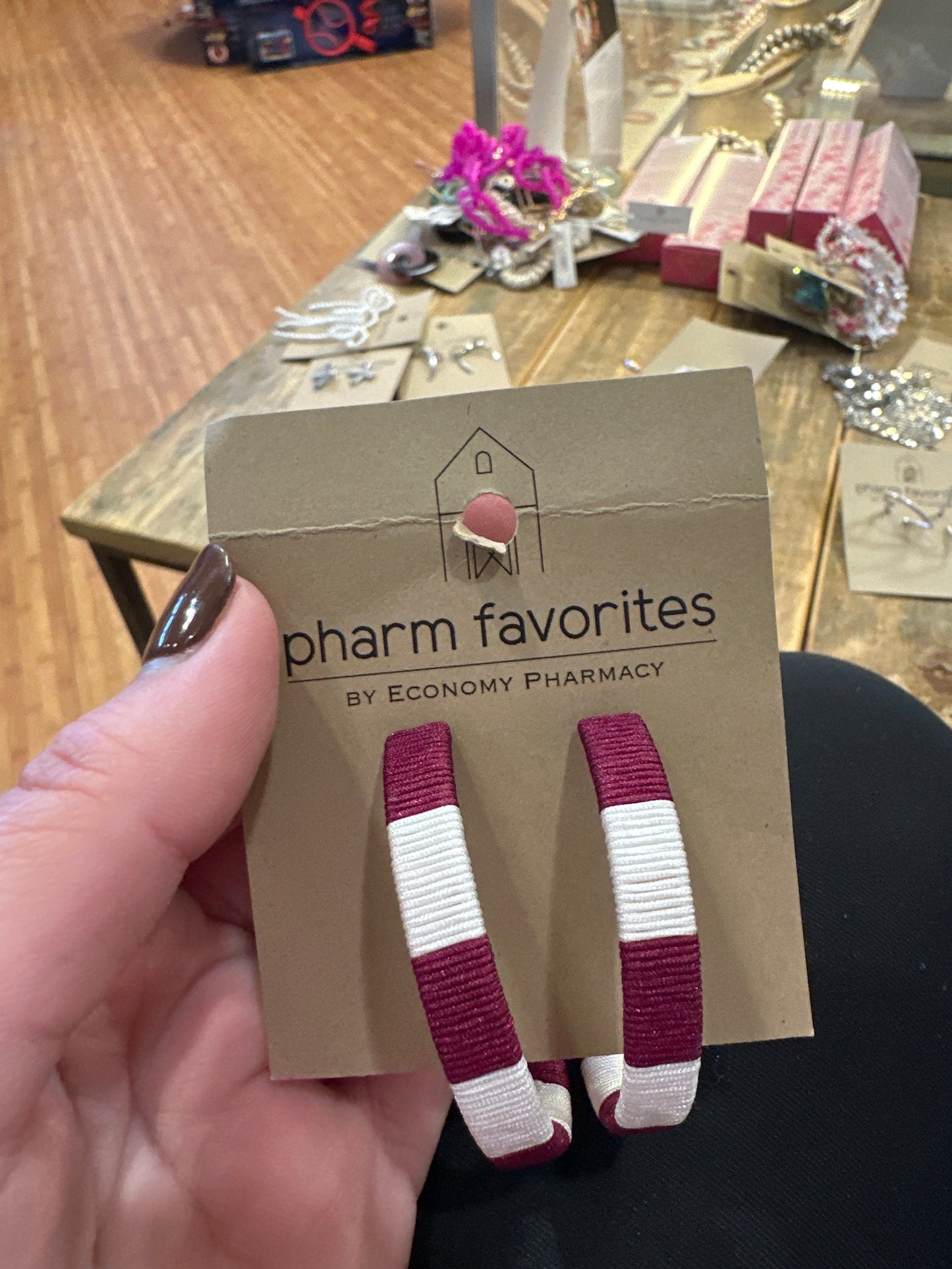 OFFENSE THREAD WRAPPED HOOP EARRING - MAROON