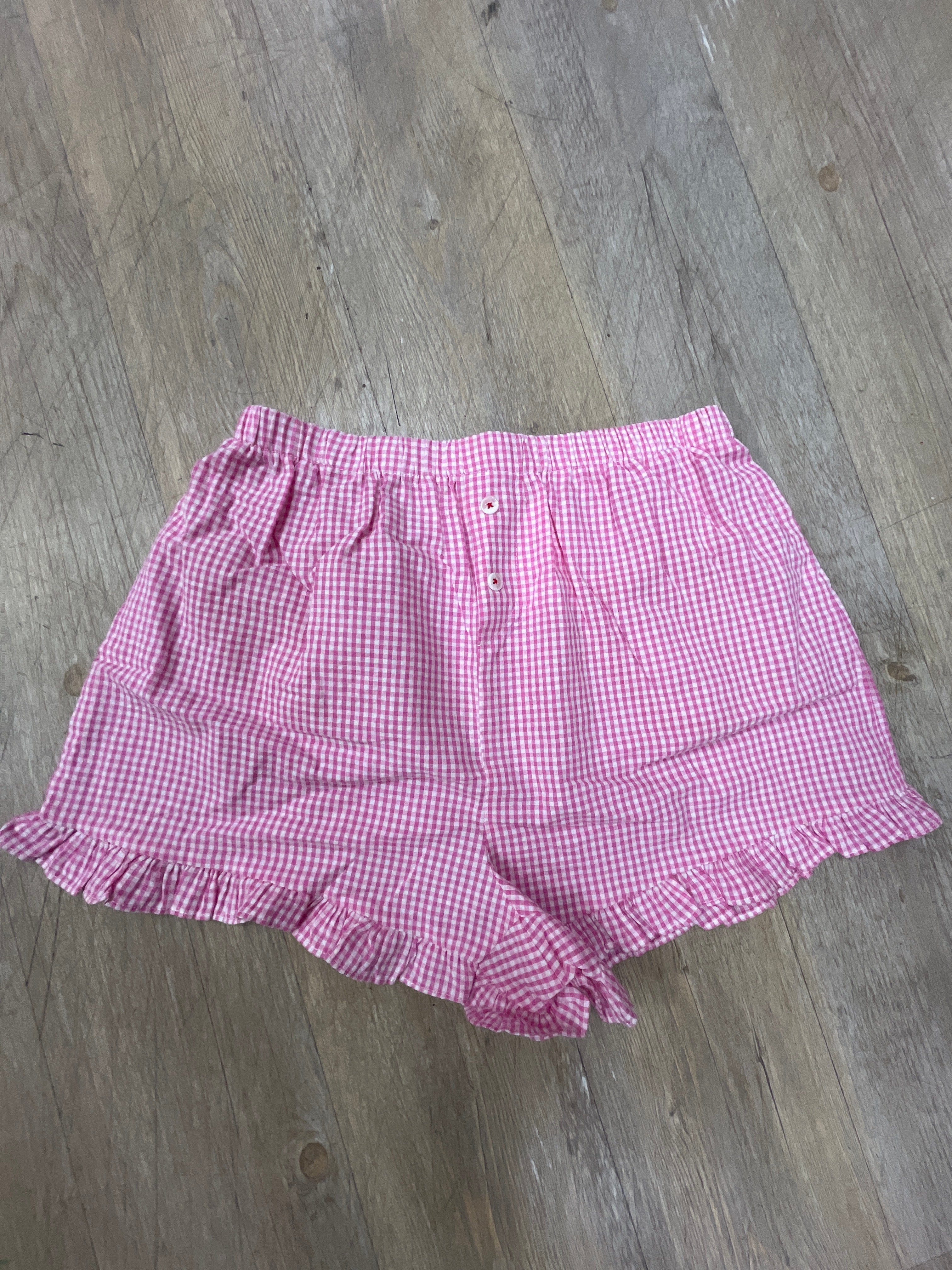 CHEERS GINGHAM RUFFLED SHORTS - PINK