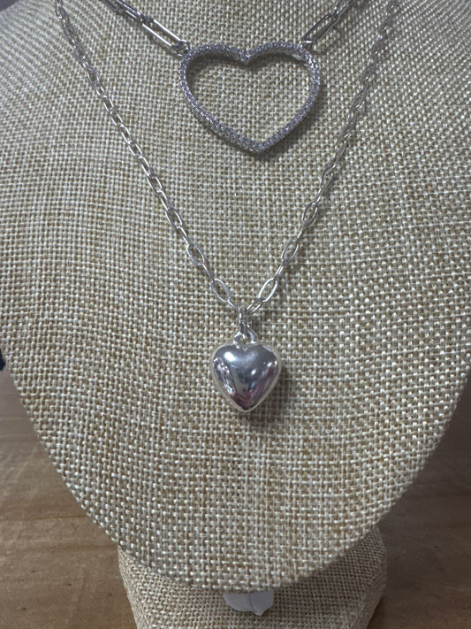 SILVER TEXTURED HEART NECKLACE