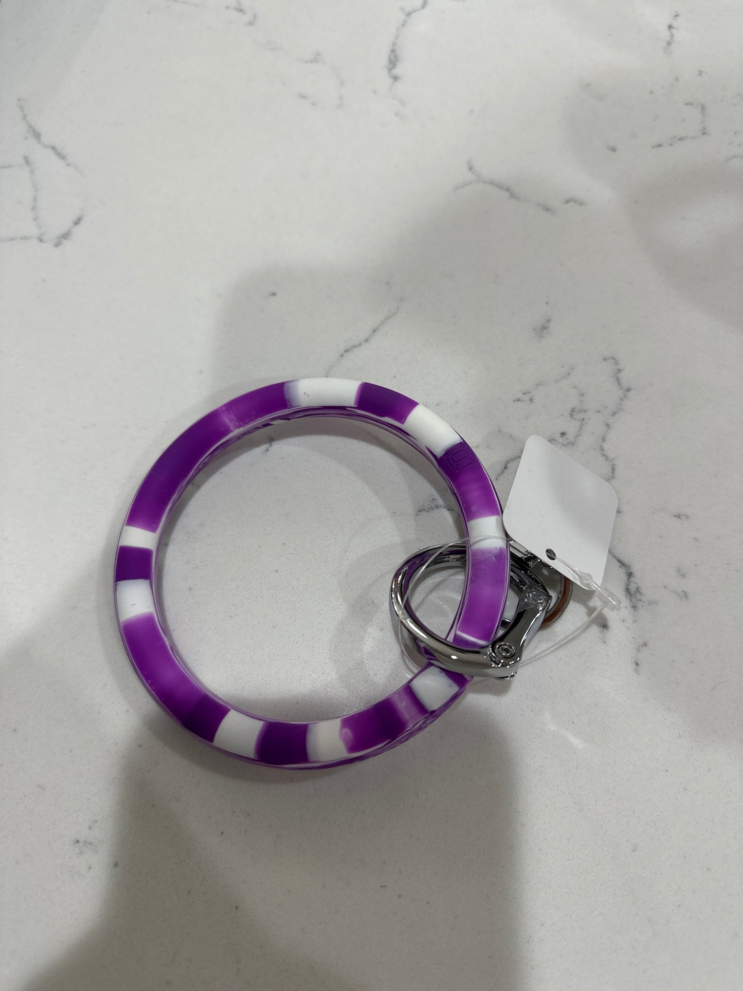 DEEP PURPLE MARBLE SILICONE BIG O KEY RING