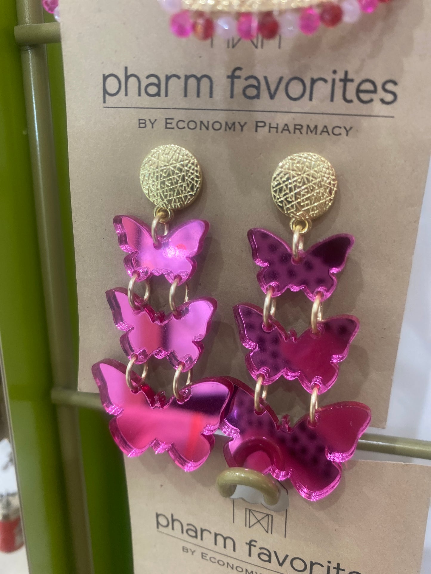 TRIPLE BUTTERFLY DROPS - PINK MIRROR