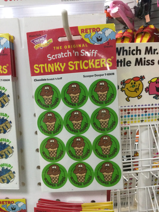 SCRATCH N SNIFF STINKY STICKERS - CHOCOLATE