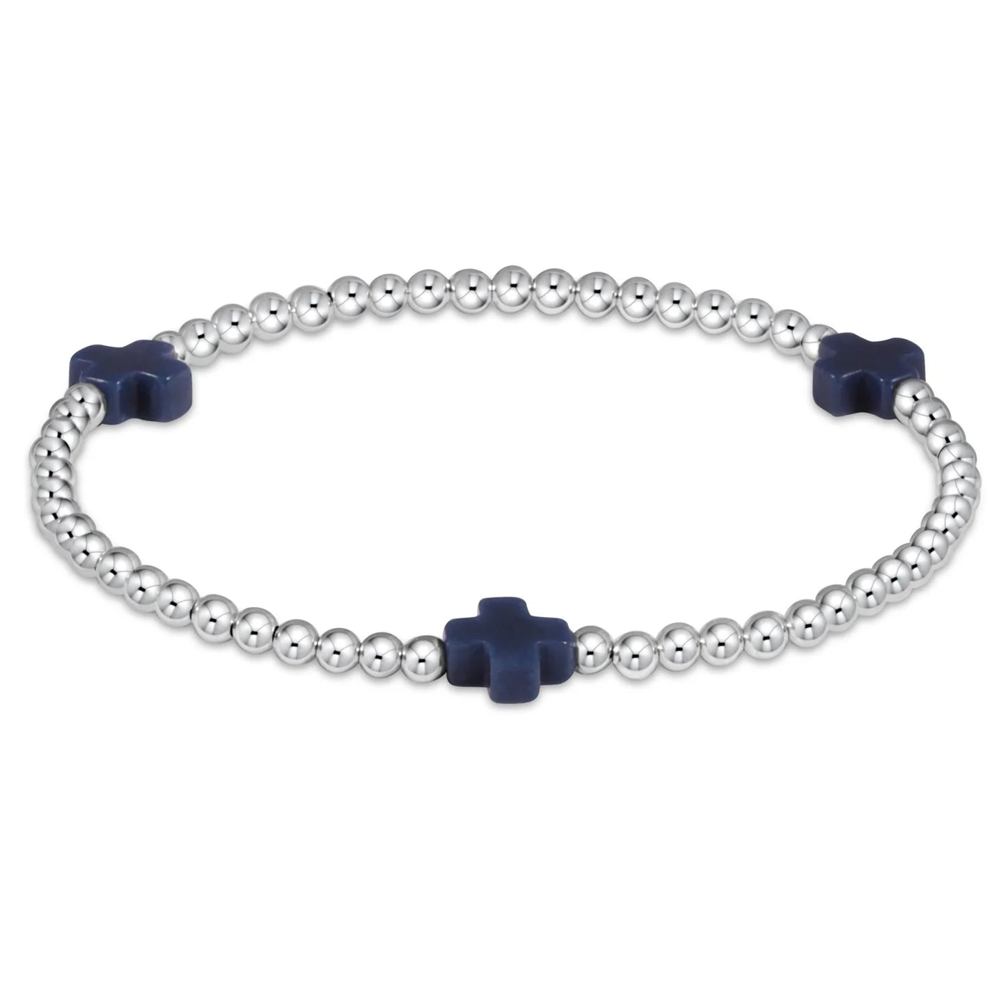 SIGNATURE CROSS STERLING PATTERN 3MM BEAD BRACELET