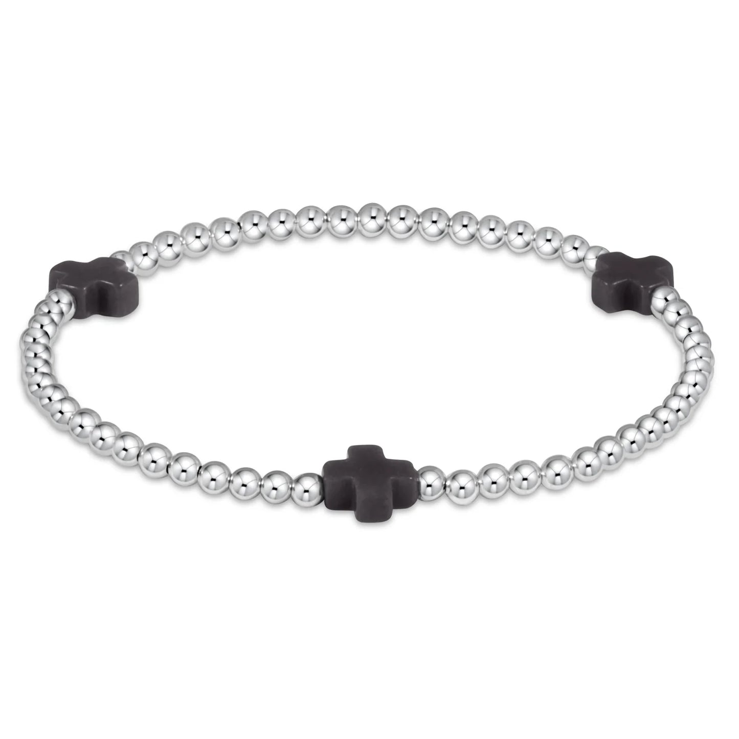 SIGNATURE CROSS STERLING PATTERN 3MM BEAD BRACELET
