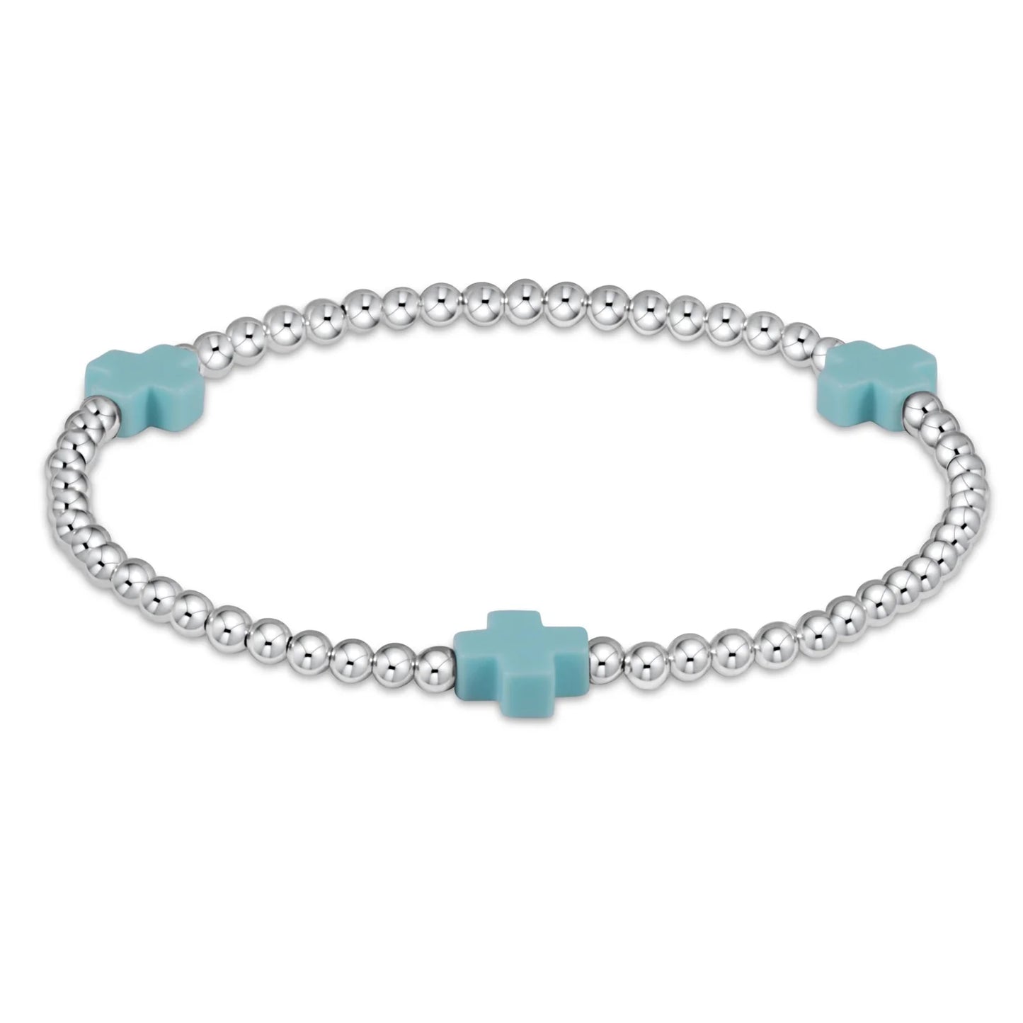 SIGNATURE CROSS STERLING PATTERN 3MM BEAD BRACELET