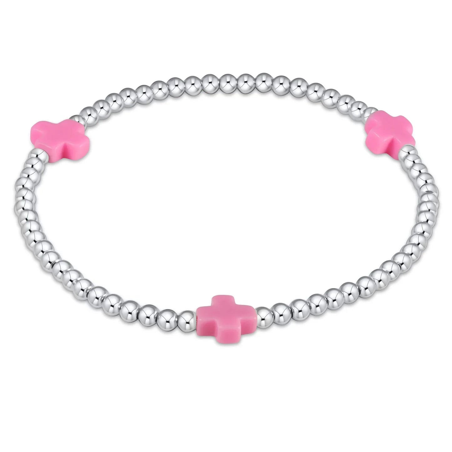 SIGNATURE CROSS STERLING PATTERN 3MM BEAD BRACELET