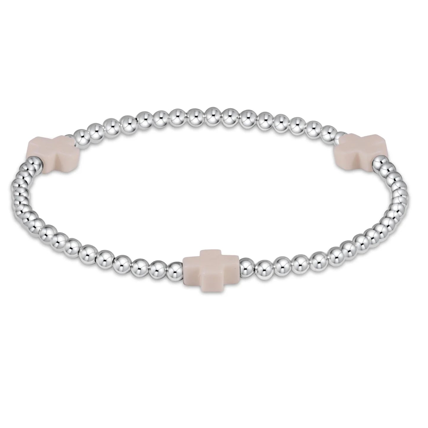 SIGNATURE CROSS STERLING PATTERN 3MM BEAD BRACELET