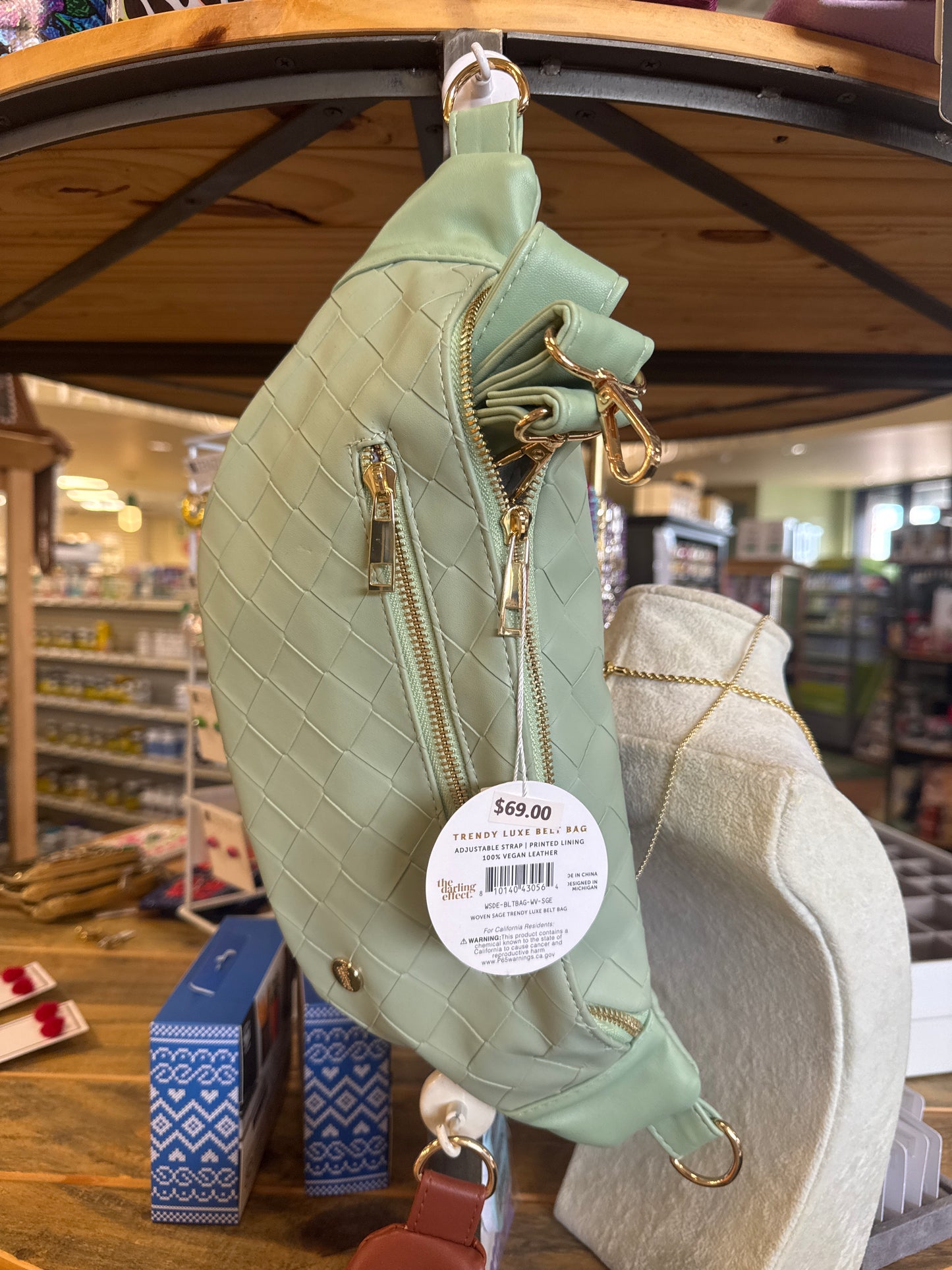 TRENDY LUXE BELT BAG - WOVEN SAGE