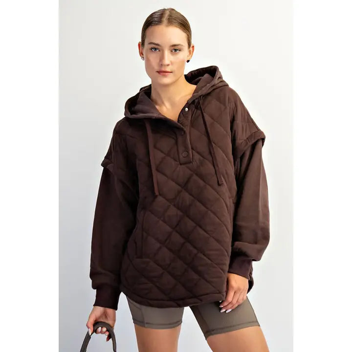 QUILT & FLEECE HOODIE JACKET - REGENCY GREEN