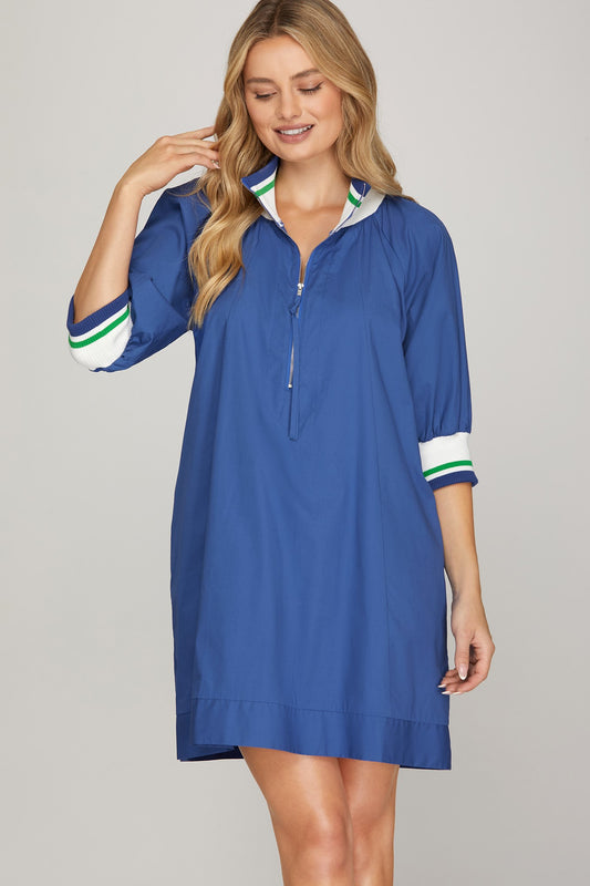 HALF SLEEVE HALF ZIP MINI DRESS - Pharm Favorites by Economy Pharmacy