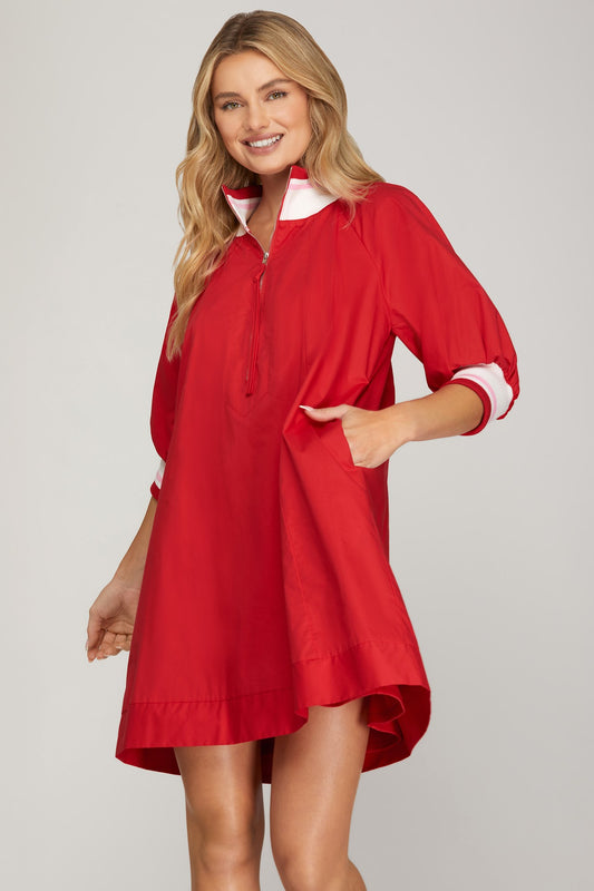 HALF SLEEVE HALF ZIP MINI DRESS - Pharm Favorites by Economy Pharmacy