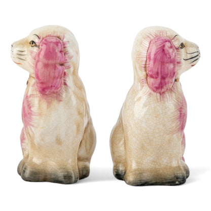 STAFFORDSHIRE DOGS SMALL FIGURINES SET OF 2 - PINK