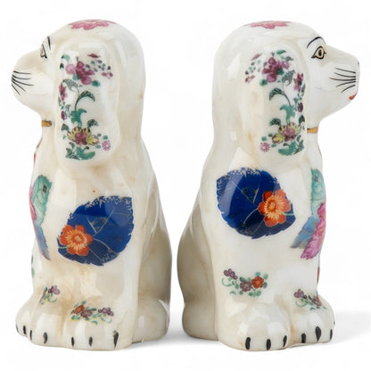 SMALL STAFFORDSHIRE DOGS TOBACCO LEAF PATTERN SET OF 2