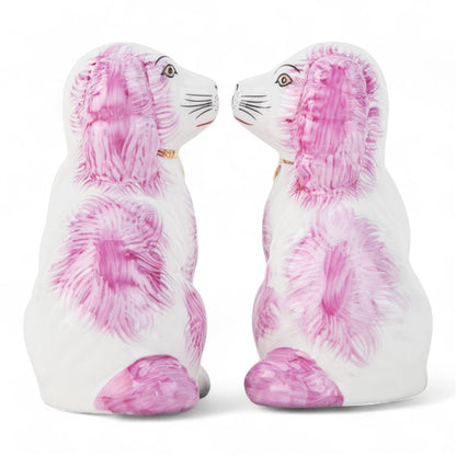 STAFFORDSHIRE DOGS SALT AND PEPPER PINK SET OF 2