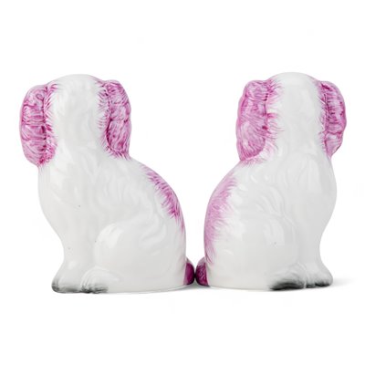 STAFFORDSHIRE DOGS SALT AND PEPPER PINK SET OF 2