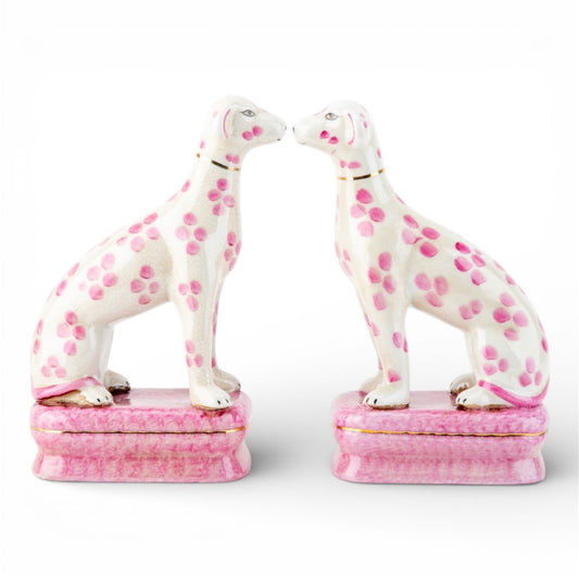 PINK WHIPPET DOGS SET OF 2 - PINK DOTS
