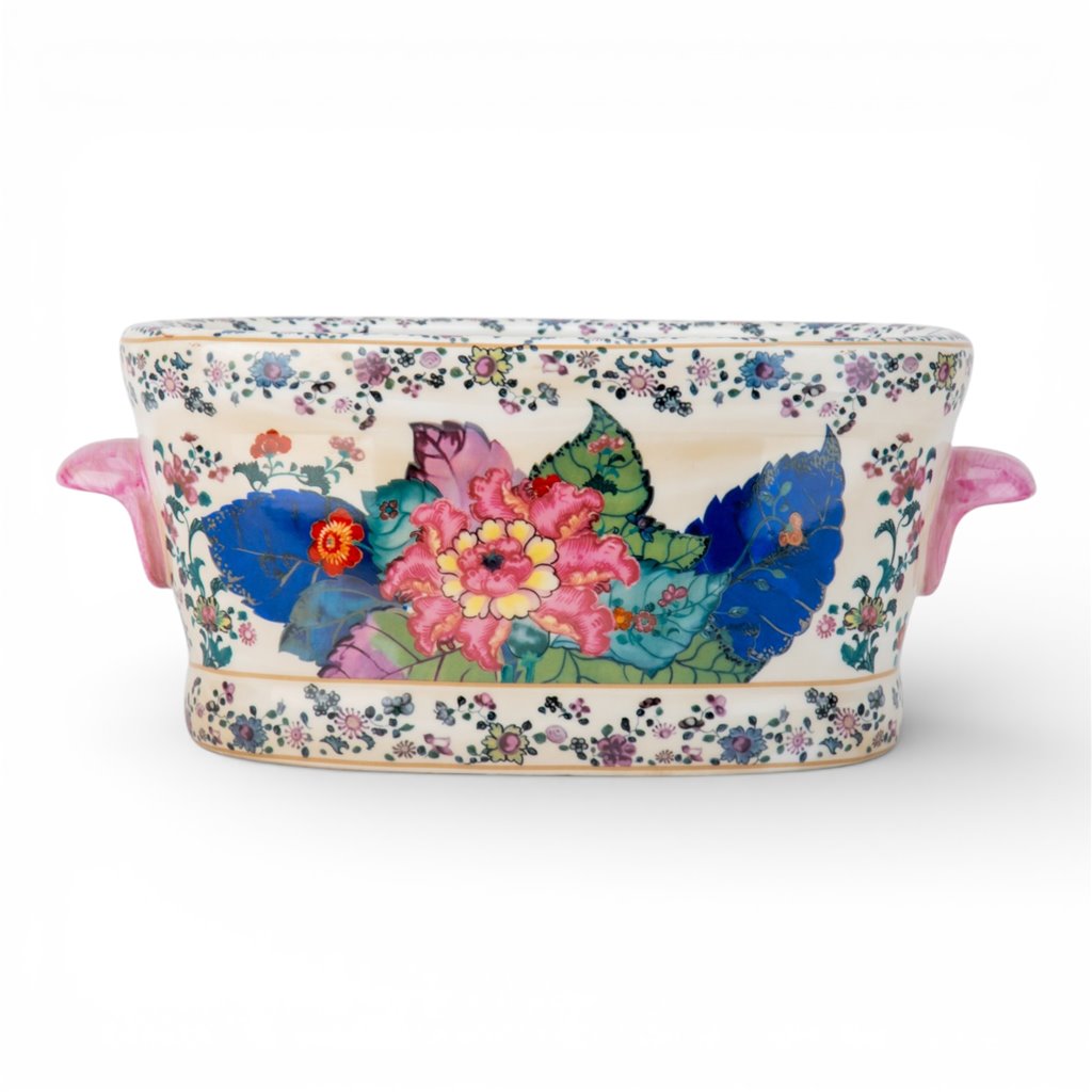 LARGE OVAL FOOTBATH WITH HANDLE - TOBACCO LEAF PATTERN