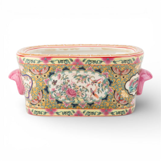 LARGE OVAL FOOTBATH WITH HANDLE - ROSE MEDALLION
