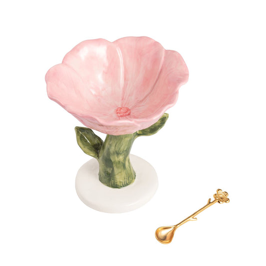 PINK FLOWER PEDESTAL DISH