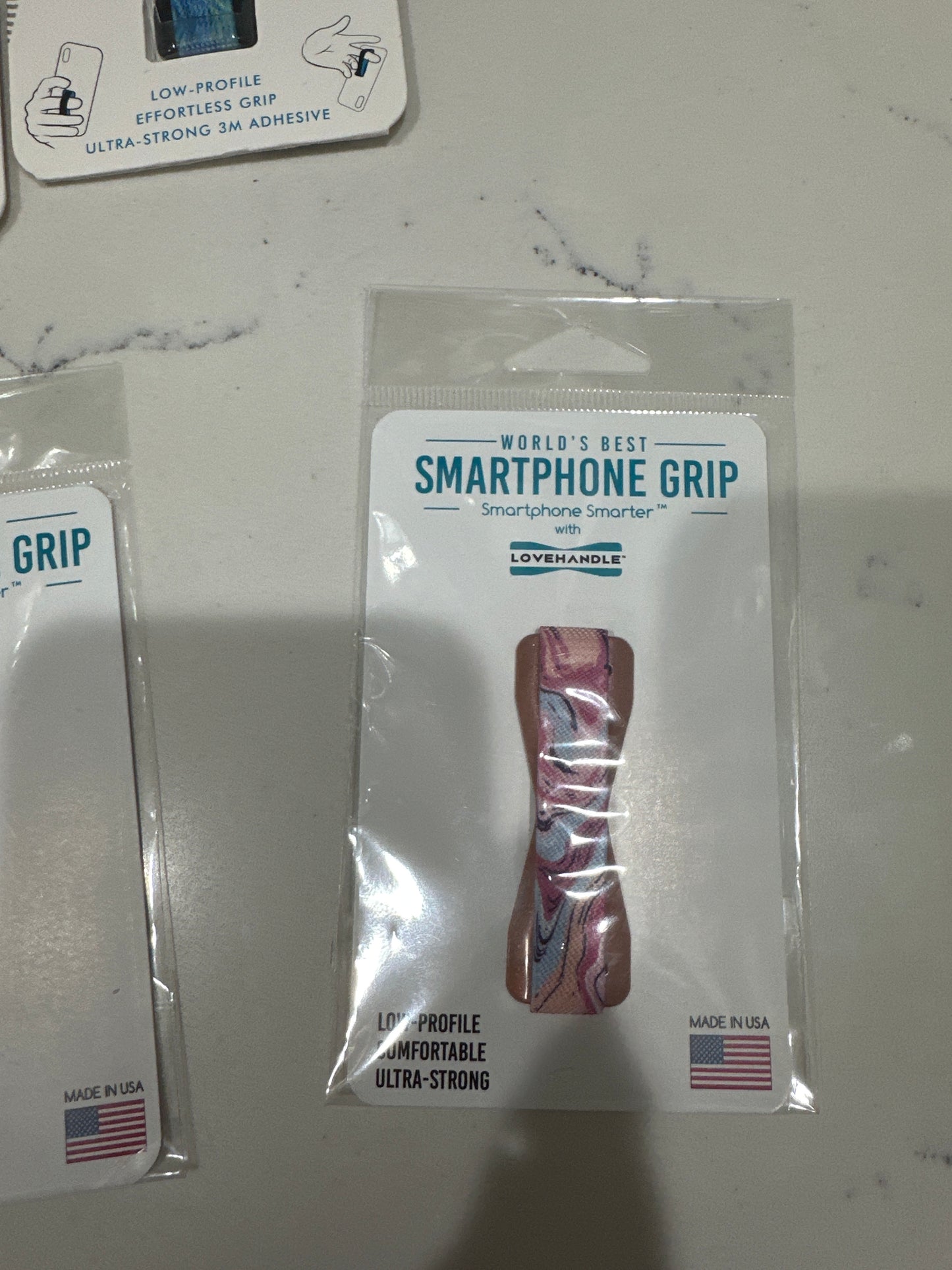 ELASTIC PHONE GRIP- MARBLE ROSE ****