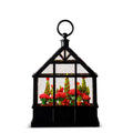 9.5" Christmas Flowers and Cardinals Lighted Water Greenhouse