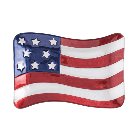 MUD PIE AMERICAN FLAG GLASS PLATE