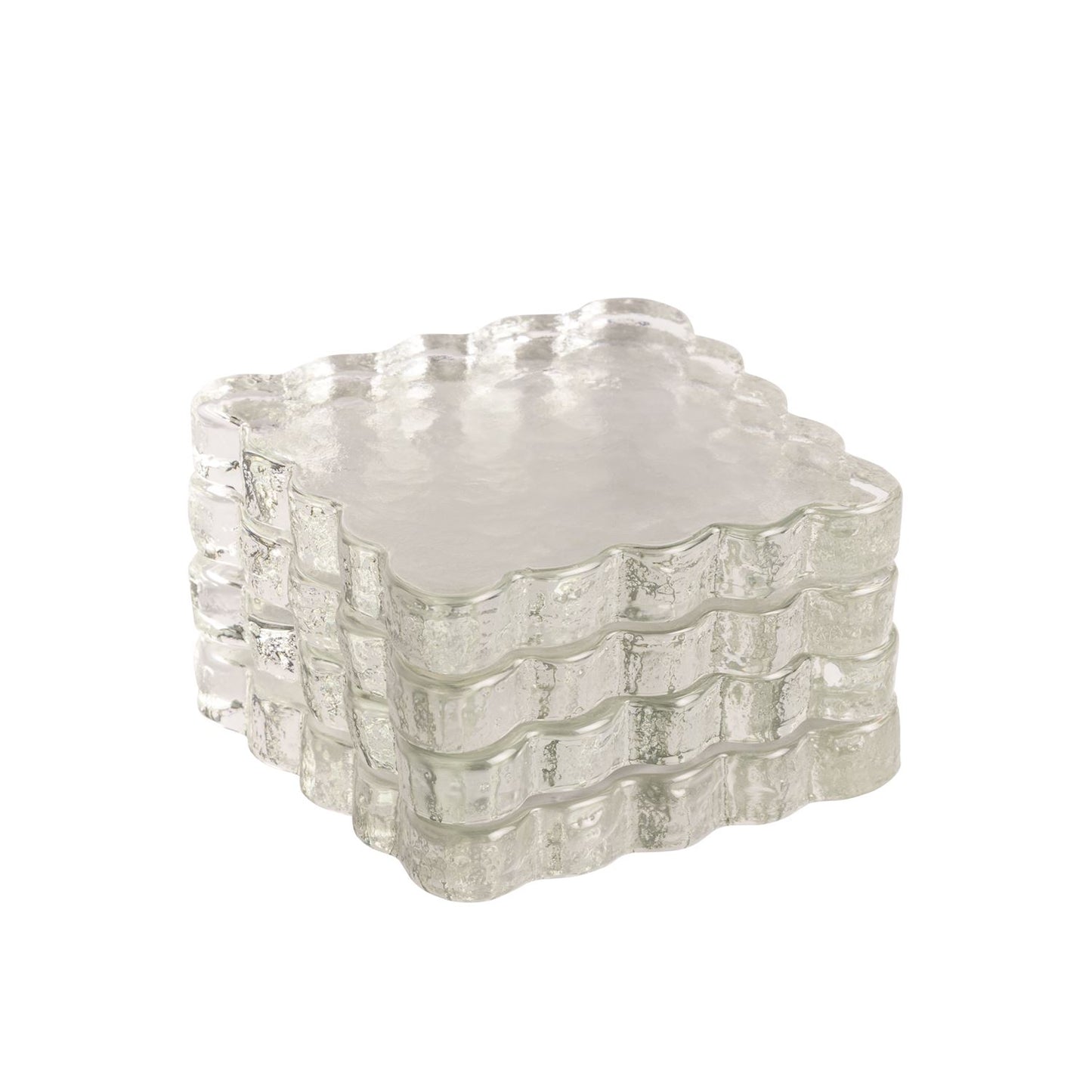 SCALLOPED GLASS COASTER SET OF FOUR