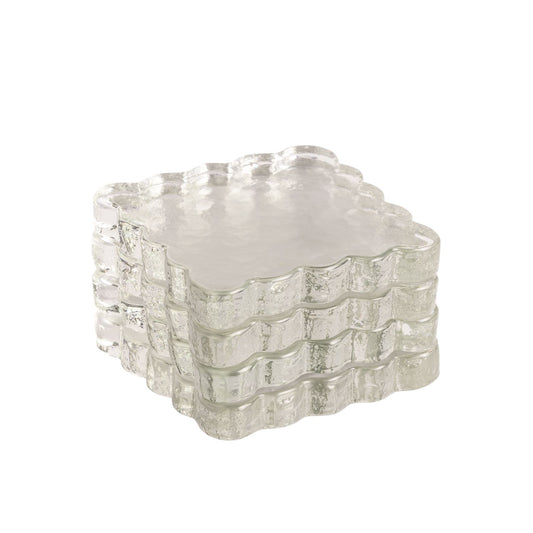 SCALLOPED GLASS COASTER SET OF FOUR