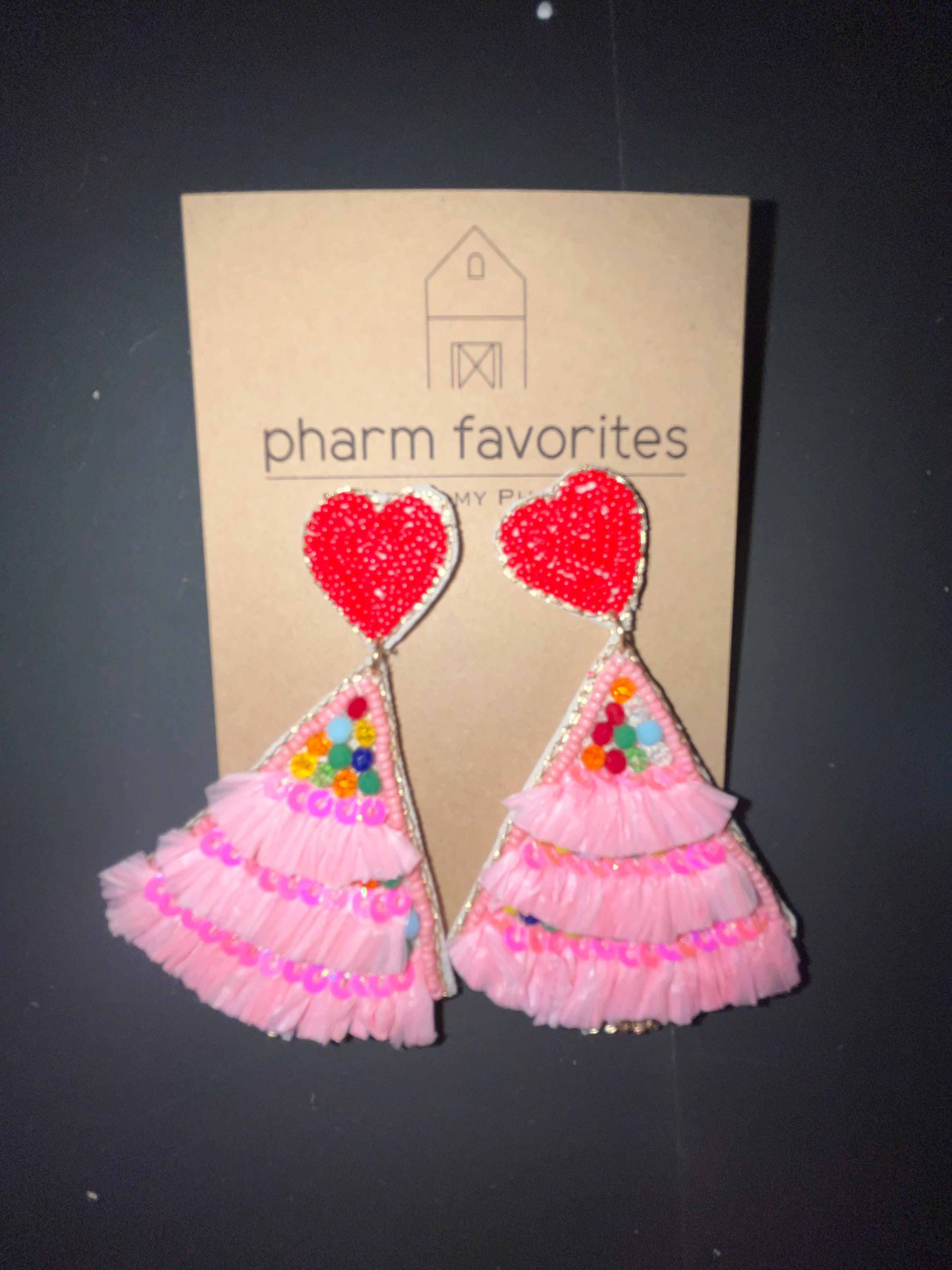 PINK RAFFIA TREE EARRING