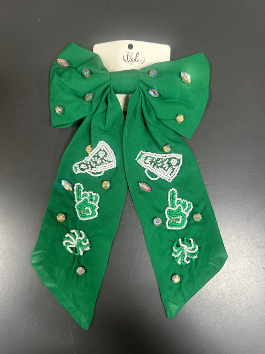 3 ICON CHEER BOW - GREEN/WHITE