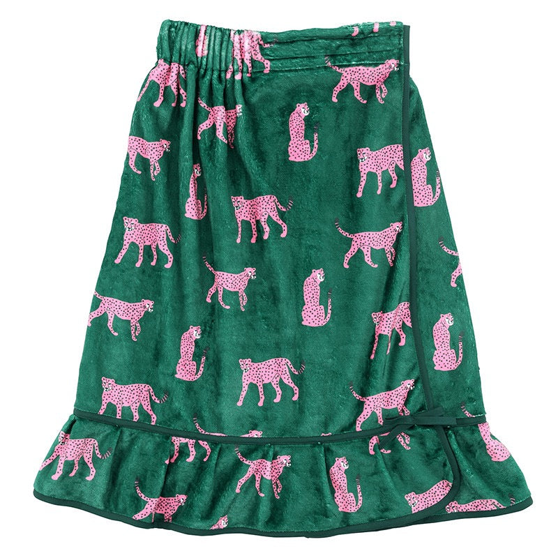 SPA WRAP - GREEN & PINK CHEETAH