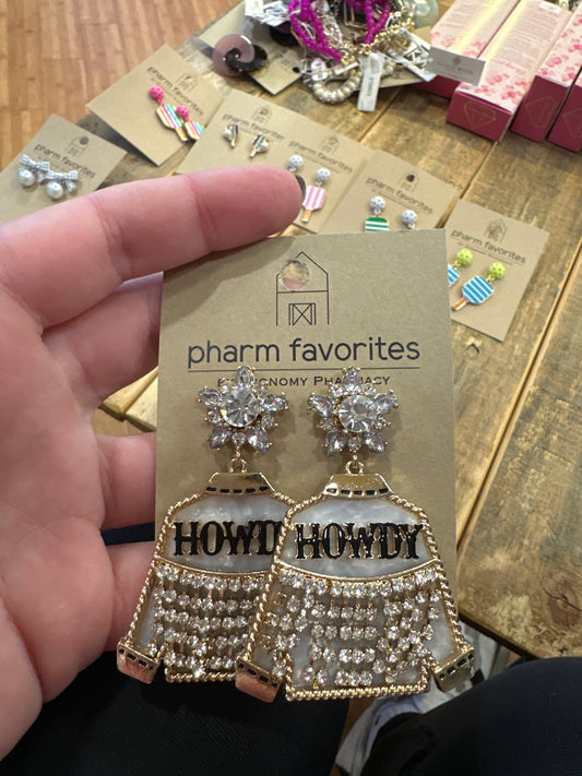 HOWDY EMBELLISHED JACKET EARRINGS - WHITE