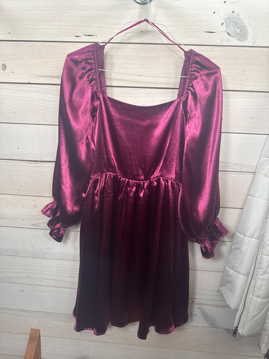 PURPLE SILK SQUARE NECK DRESS