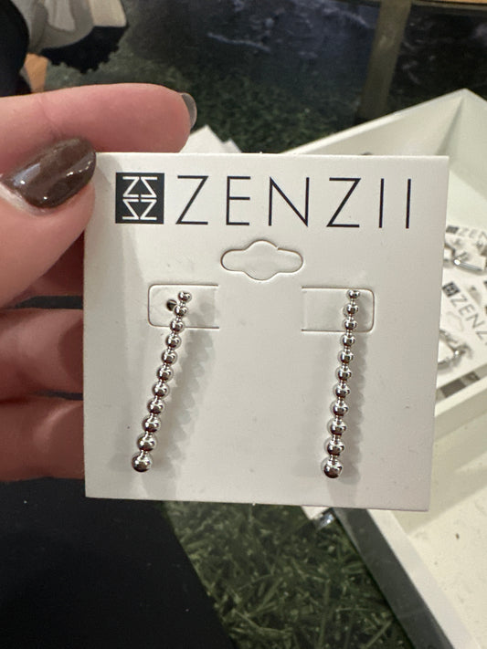 GRADUATED METAL BEAD DROP EARRINGS - SLVR