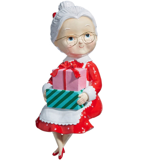 SITTING RETRO MRS CLAUS - 12.75"