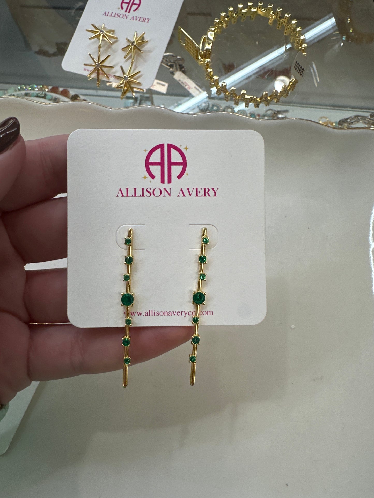 GREEN TEARDROP EARRINGS