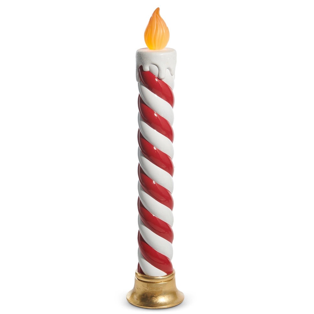RED & WHITE SWIRL  BATTERY OPERATED CANDLE - 38"