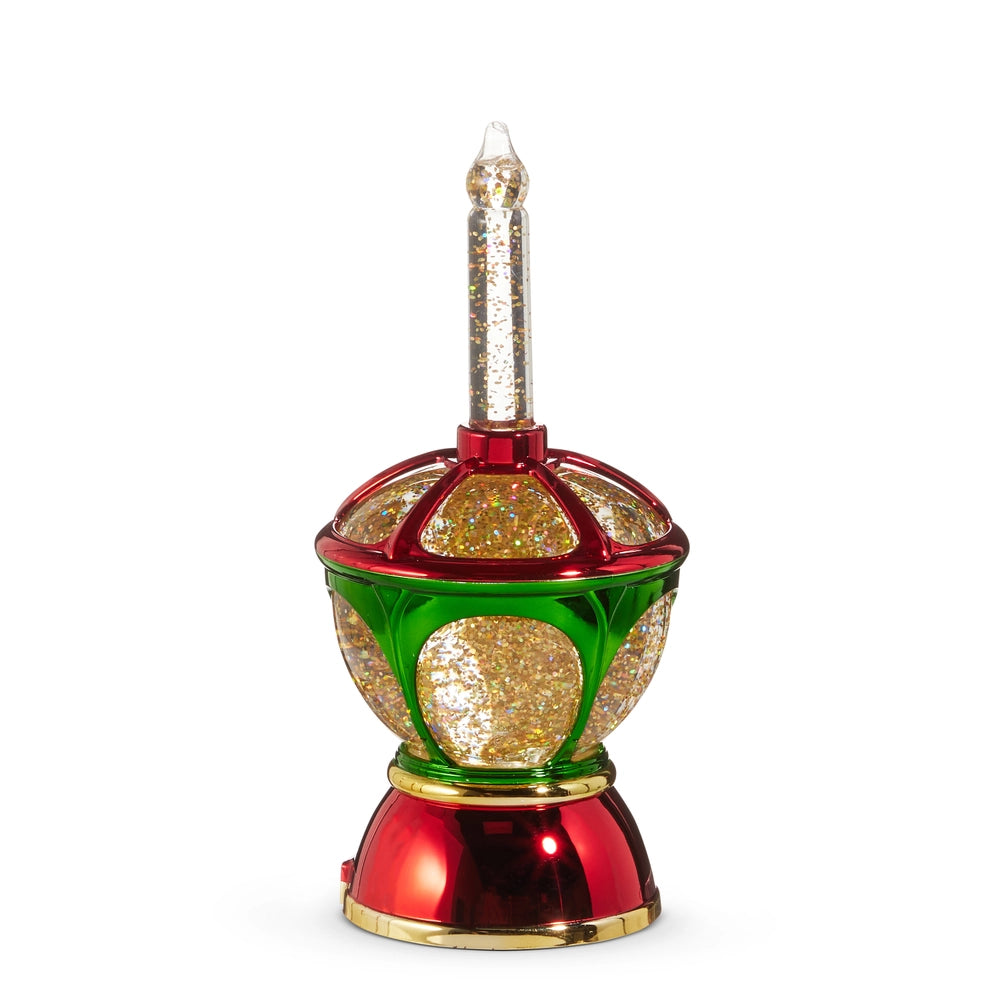 9.5" Lighted Swirling Glitter Water Candle Lantern