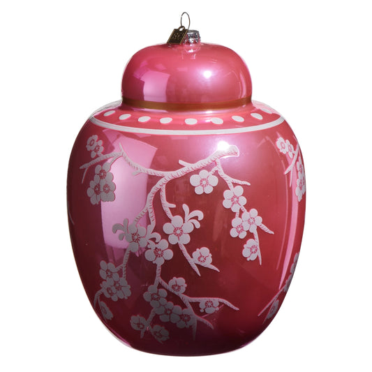 EC 8" Pink Floral Ginger Jar Ornament