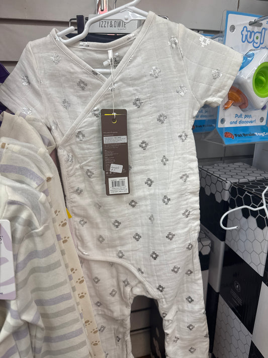 METALLIC SILVER AZTEC SHORT SLEEVE KIMONO ONE-PIECE 9-12M - Pharm Favorites by Economy Pharmacy
