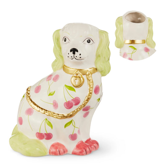 11" FOO DOG VASE WITH CHERRY MOTIF