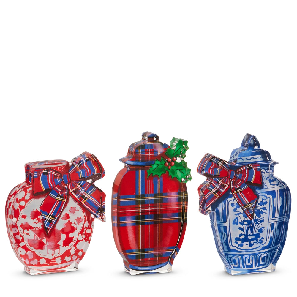 6" DRESSED IN PLAID CHINOISERIE ACRYLIC CUT OUT