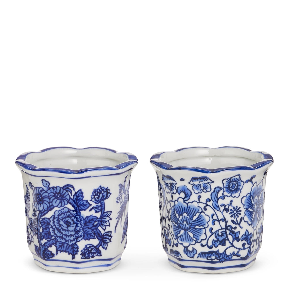 4" MINI BLUE AND WHITE POTS