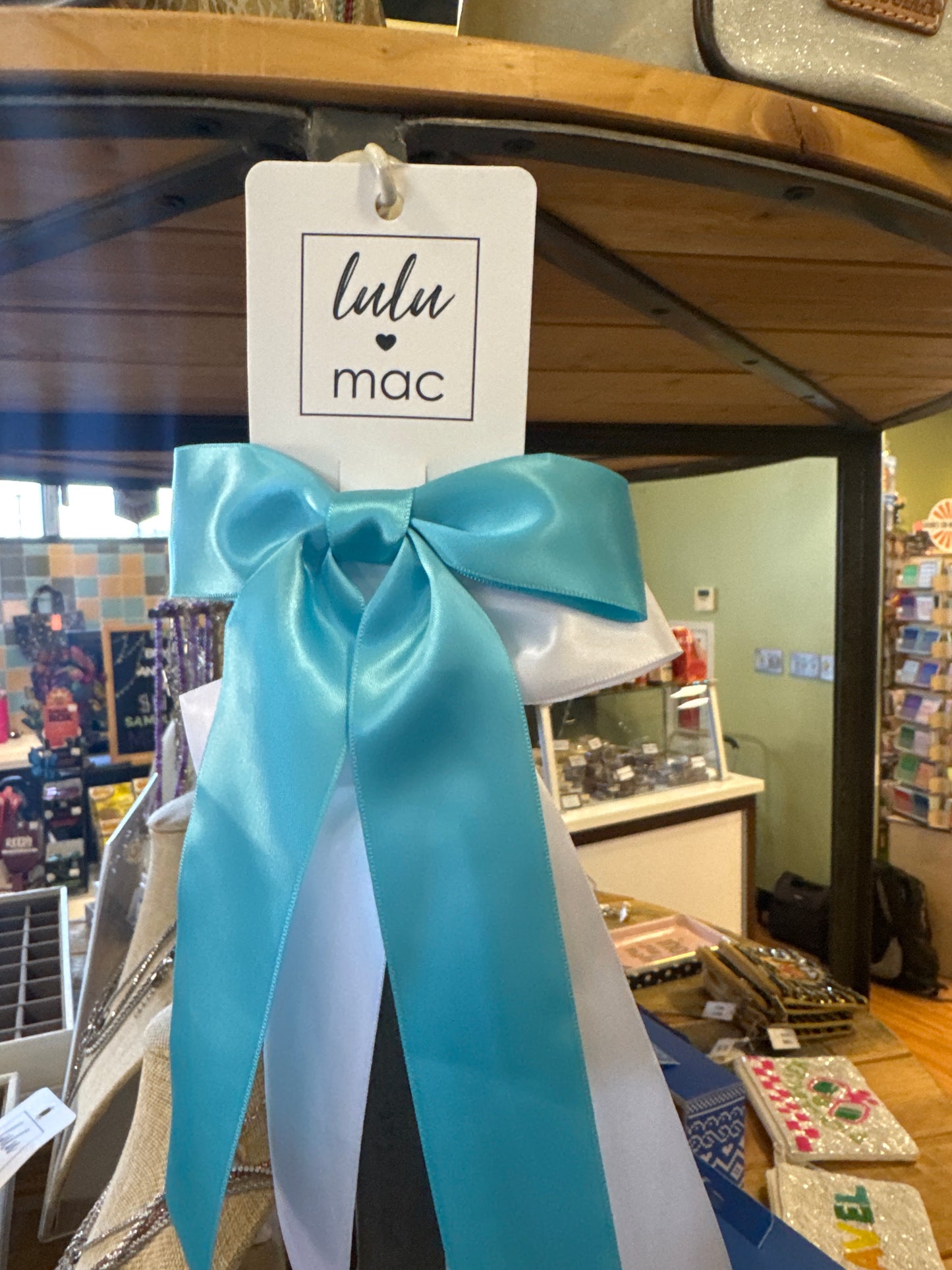 SATIN BOWS 2PK - LIGHT BLUE/WHITE