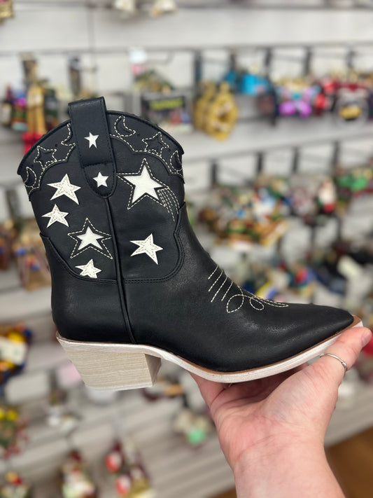 Valeria Black Star Cowboy Boots