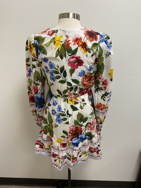 FLORAL BORDER PRINT MINI DRESS
