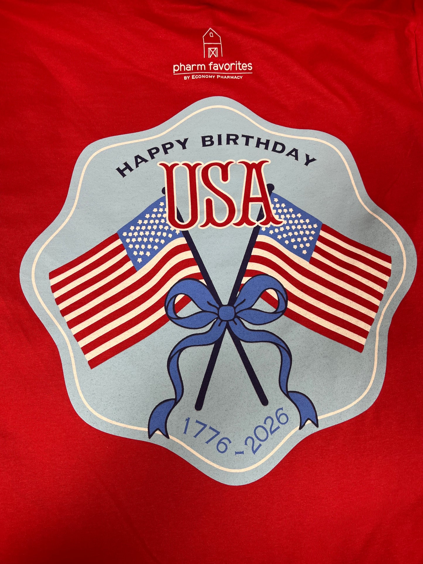 RED HAPPY BIRTHDAY USA BOW TEE