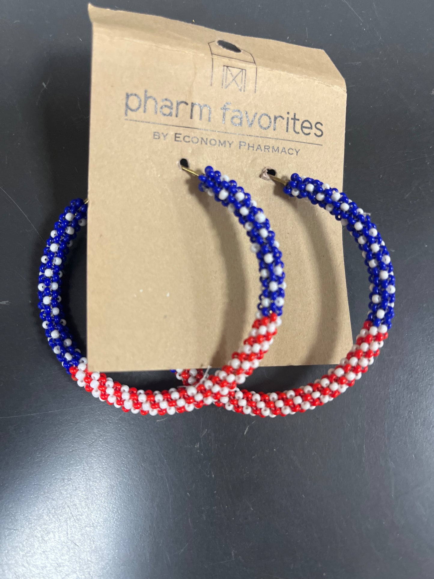 BEADED PATRIOTIC HOOP EARRINGS