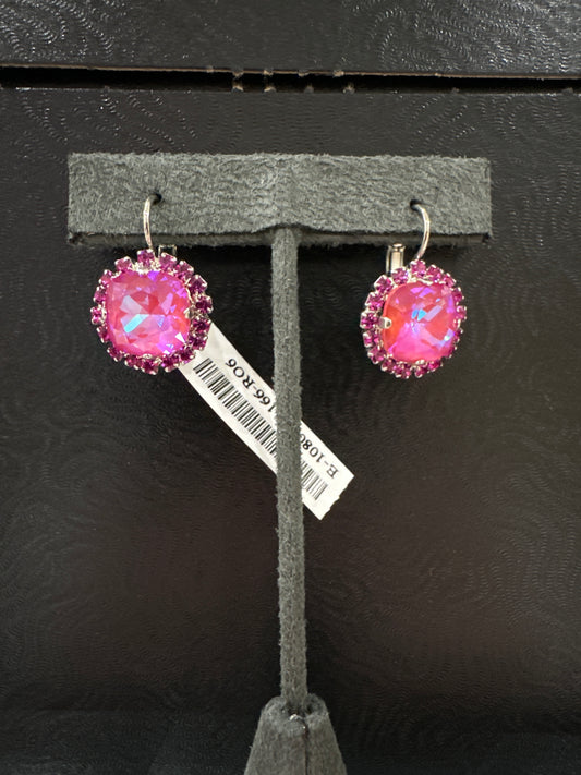 MARIANA EARRINGS - LG PNK STONE W/SM PNK STONES