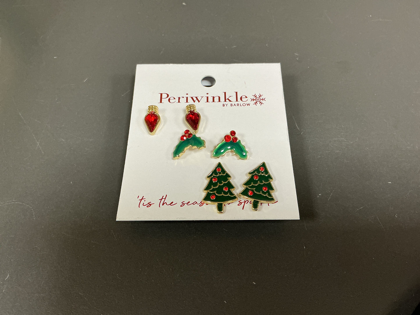 Enamel 3pr Earrings - Lights, Holly, Christmas Tree